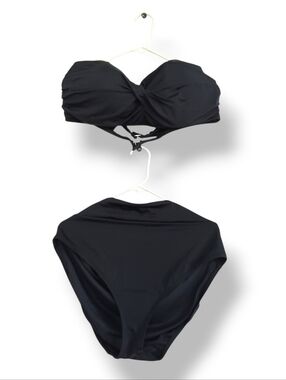 Torrid Classic Black Bandeau Bikini Set Sexy Strapless High Waist Plus Beach 2X
